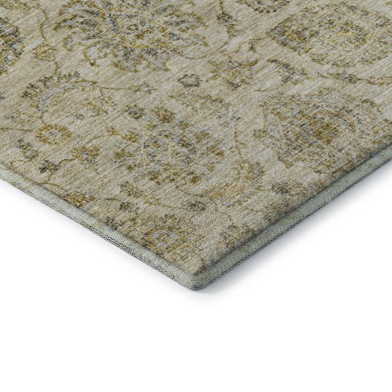 Premium Machine Washable Ashington AMF1833 Damask Rug, Rectangle 10' x 14'