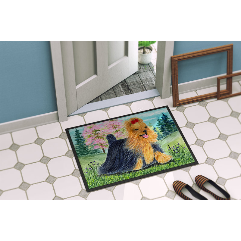 Tapis de porte d’intérieur anti-dérapant yorkie, Rectangle 1 pi 6 po x 2 pi 3 po