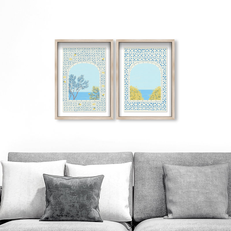 Mediterranean window set Shadowbox Nautical & Beach Print by Oliver Gal, Black Frame, 10 x 15, 74"H x 50"W