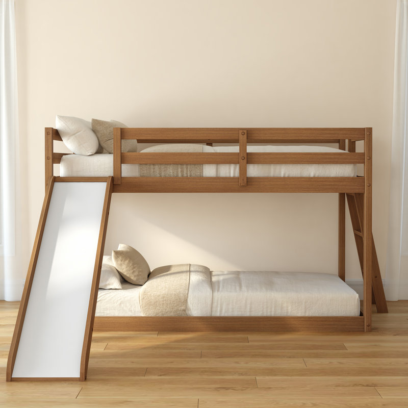 Lit superposé simple avec glissière Bear, Oak Embossed Pecan