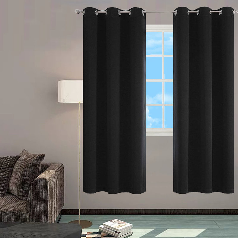 Paire de rideaux occultant avec œillets 54 po x 84 po, Noir, L 54 po x L 84 po