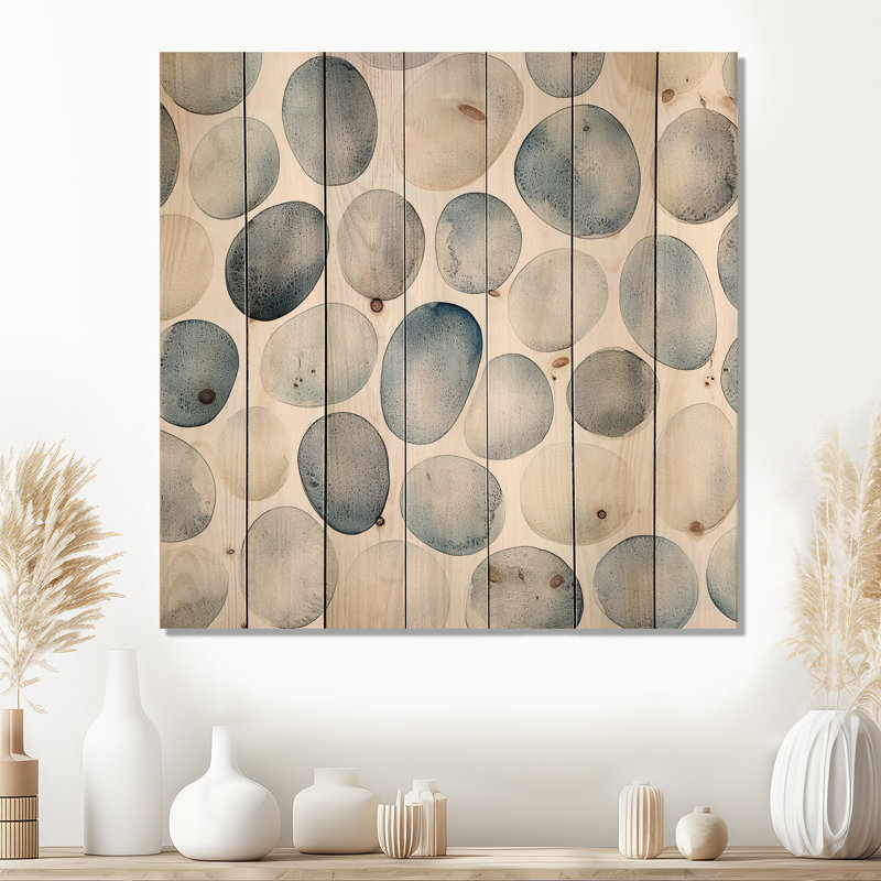 Minimalist Meditation Stone Collage II - décoration murale méditation en bois - sur bois de pin naturel, H 15 po x l 15 po