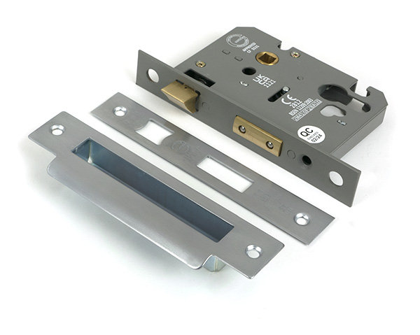 Polished Bronze 3" Euro Profile Sash Lock, Satin Chrome