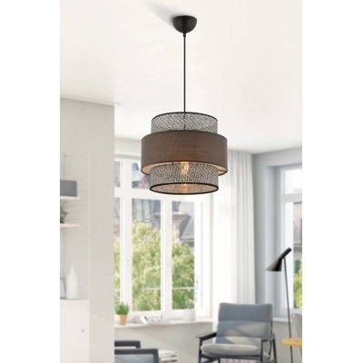 Lustre élégant avec structure en métal, finition gris et anthracite, 25,6 po x 25,6 po x 10,6 po | Certifié CE, douille E27 (60 W maximum) | Parfait pour la salle à manger et les espaces de vie, design élégant et moderne
