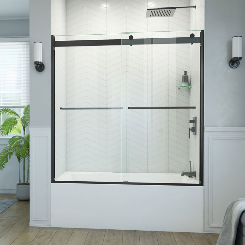 Essence-H 56" W x 60" H Reversible Semi-Frameless Tub Door with ClearMax™ Technology, Matte Black
