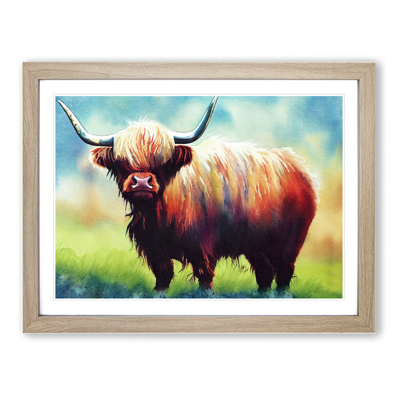 Highland Cow Vol.1 - Framed Print, 25cm H x 34cm W x 2cm D, Oak