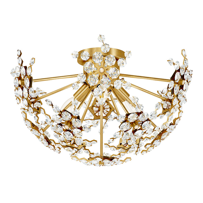 Esteracae 3 Light 18in x 11in Semi-Flush Mount in Heirloom Gold with Clear Radiance Crystals, Heirloom Gold
