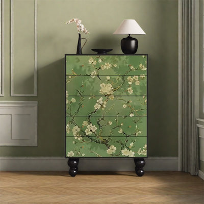 Solid Pine Storage Cabinet with Five Drawers