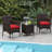  3 PCS Outdoor Conversation Set w/ Cushioned Seat & Tempered Glass Tabletop-997763625