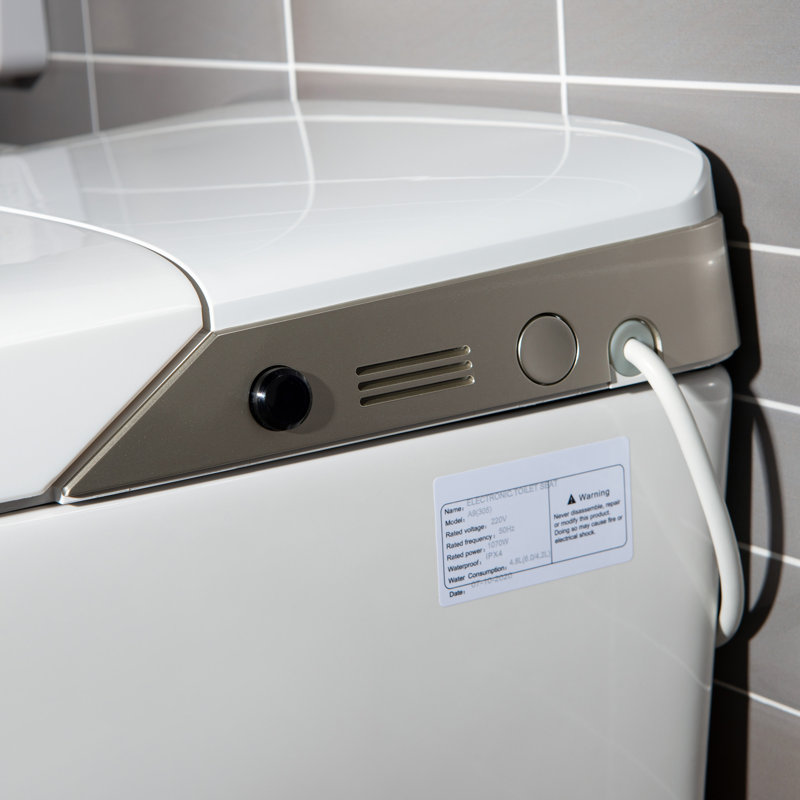 White Elongated One-Piece Smart Bidet Toilet with Dual Flush