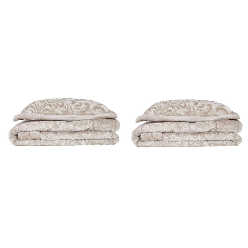 Whitt Polyester Bedspread with Pillow Shams, Beige, 255 x 275cm Bedspread + 2 Pillow Shams