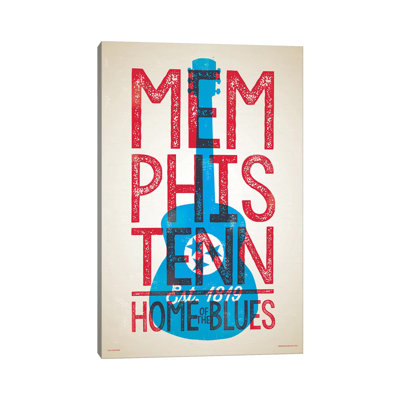 Memphis Home Of The Blues Letterpress Style Poster by Jim Zahniser - Wrapped Canvas Textual Art