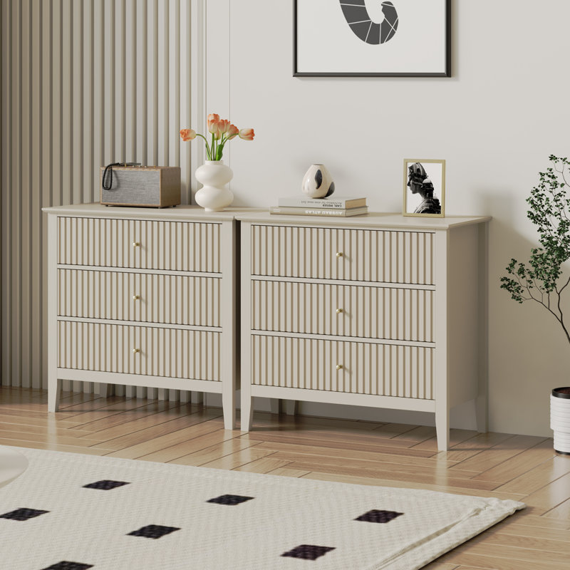 Philomena 3-Drawer Dresser, Beige