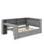Lit plateforme en bois pleine grandeur avec tablettes de rangement, tiroirs, station de charge, DEL-1195947606