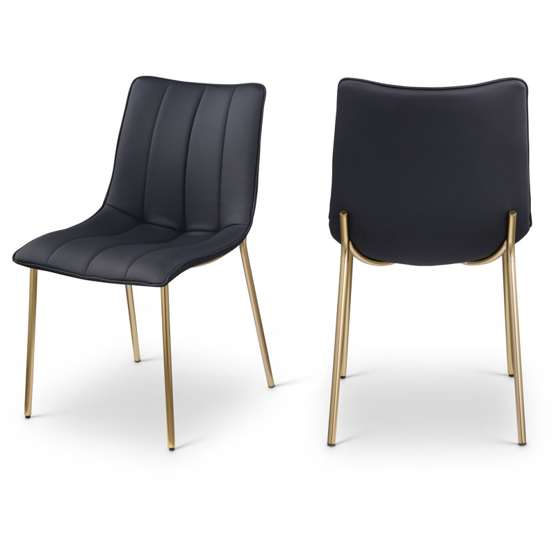 Isla Tufted Side Chair, Black Vegan Leather
