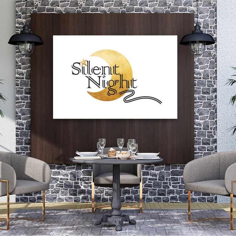 «Silent Night Golden Crescent Abstract Contemporary Winter», reproduction d'art mural, H 40 po x l 60 po