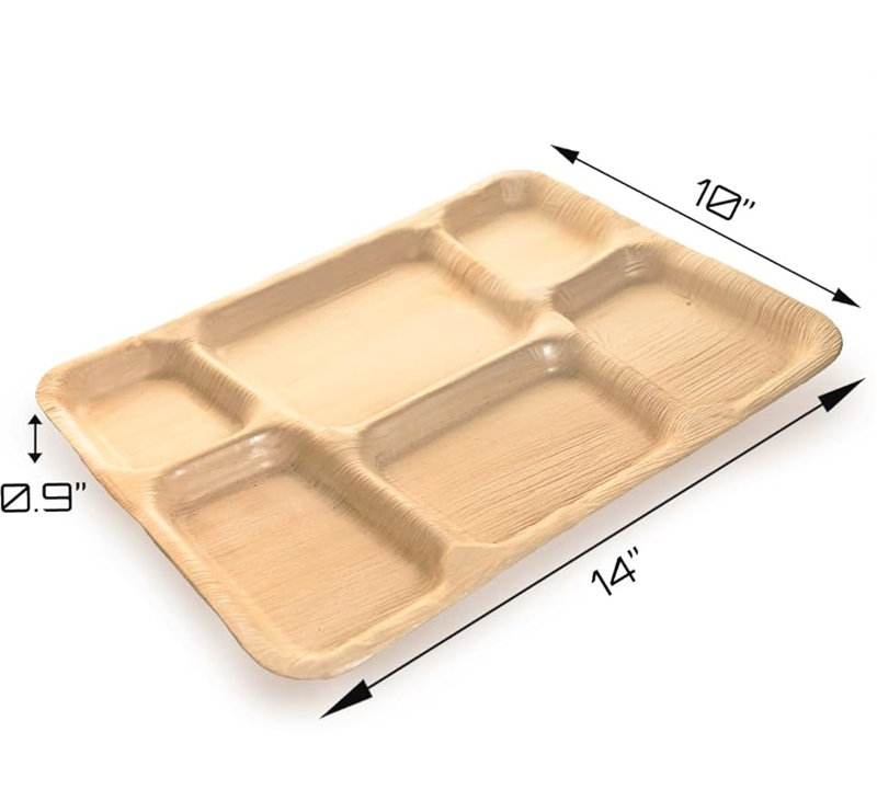 Plateaux jetables à 6 compartiments - compostables