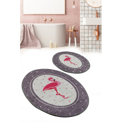 Ensemble de tapis de bain antibactérien (2 pièces), 100% polyester, 23,6 po x 39,4 po et 19,7 po x 23,6 po | Sous-tapis antidérapant, hauteur de poils de 0,4 po | Lavable à la machine, durable et confortable pour la salle de bain