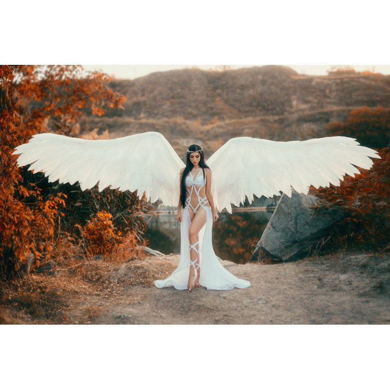Beautiful White Archangel - Wrapped Canvas Print, 61cm H x 91cm W x 3.8cm D