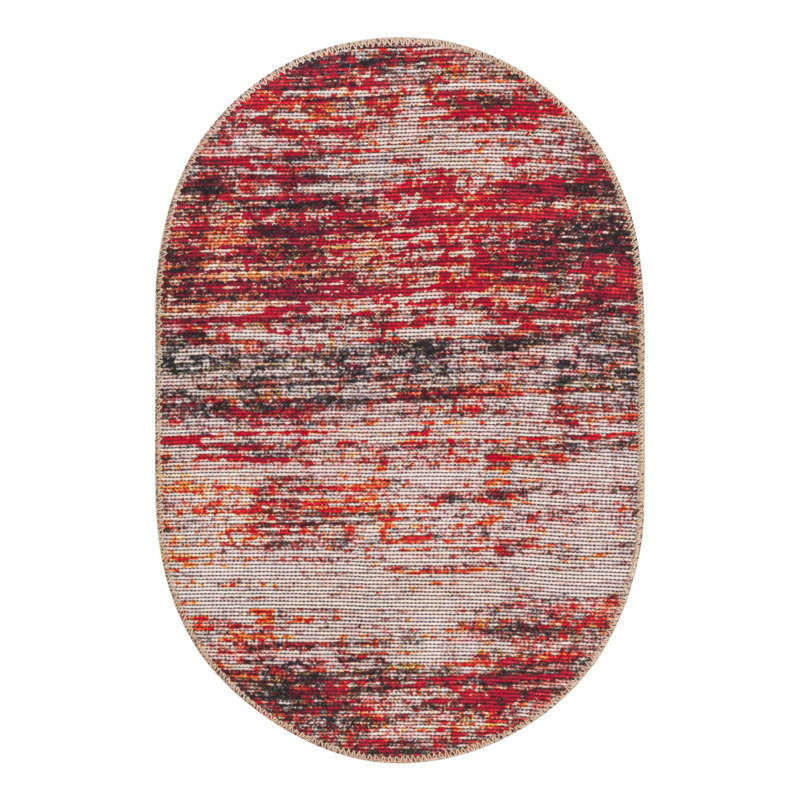 Tapis rouge / gris Montalto, Ovale 2 pi x 3 pi