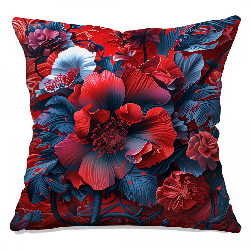 Coussins décoratifs rouges et bleus, 16 po x 16 po