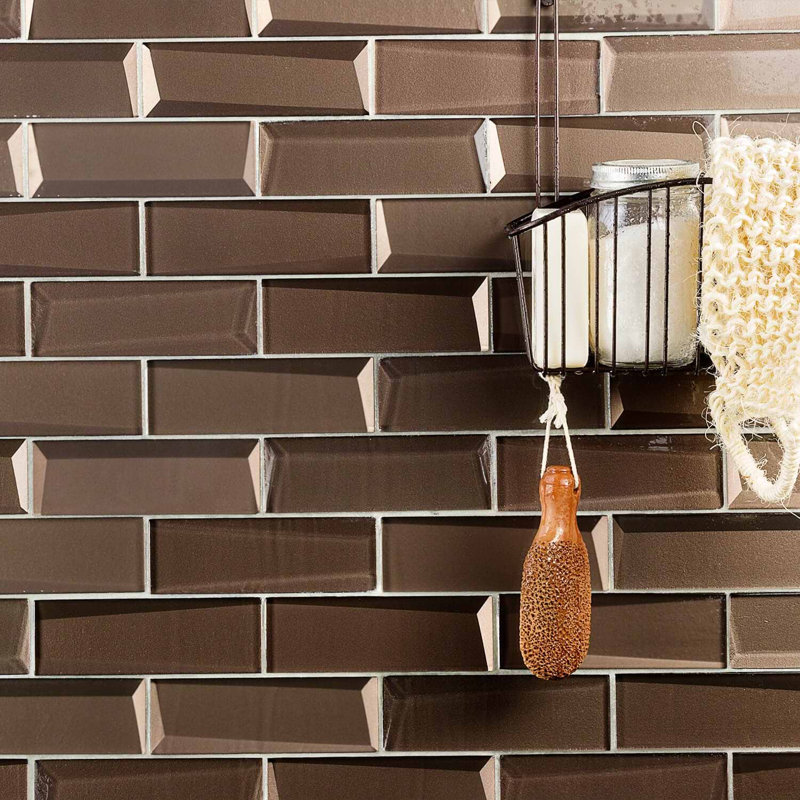 Remington 2x6 Polished Glass Subway Mosaic Tile, Bronze