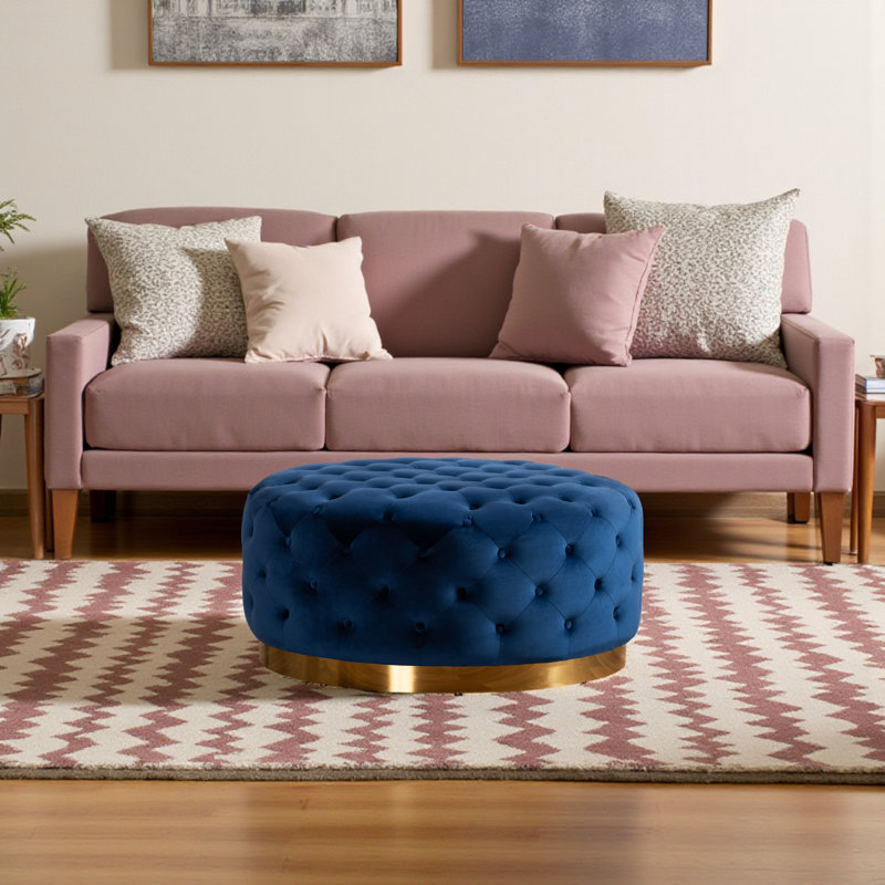 Izic Upholstered Ottoman, Blue