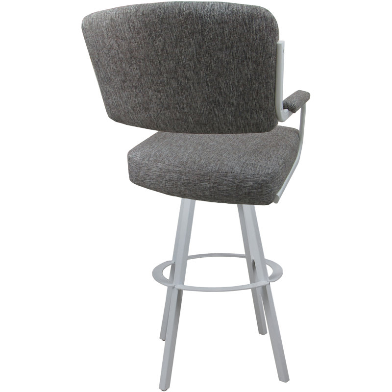 Tabouret de bar pivotant en métal 30 po sur base Warren, Blanc, Gris, Très grand (siège d'une hauteur de 34 po)