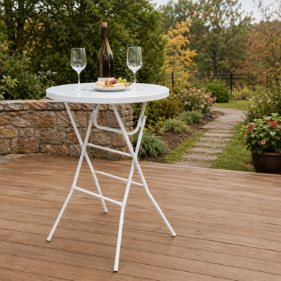 Table de salle à manger 32 "à hauteur de bar ronde, table de pub 43,3" pliante ronde pour la cuisine, le bar et les fêtes (blanc, ensemble de 6)