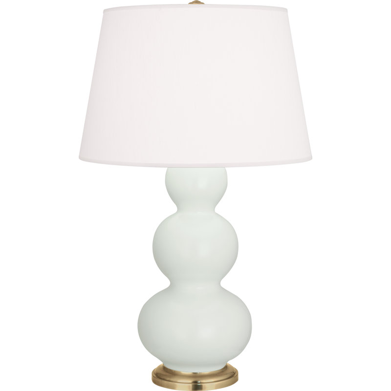 Triple Gourd Table Lamp, Matte Celadon, Antique Brass