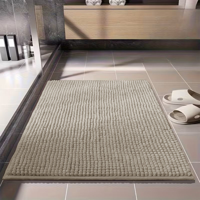 Ultra-Soft Non-Slip Absorbent Bathroom Rug, Silver, 40cm W x 60cm L