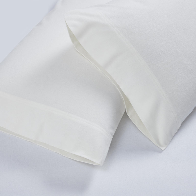Modern All Season Solid Flannel Cotton Pillowcase, Ivory, Standard Pillowcase