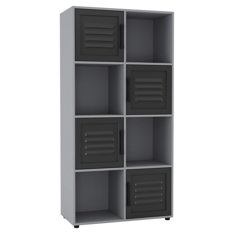 Bernth 119cm H x 60cm W Cube Bookcase, Grey/Black