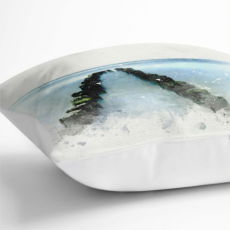 Breakwater In The Baltic Sea In Abstract Square Throw Cushion, 55cm H x 55cm W x 20cm D, White