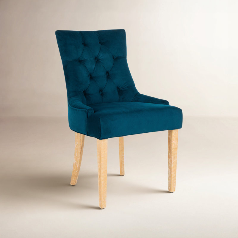 19.5'' H Upholstered Side Chair, White Wash, Light Wood