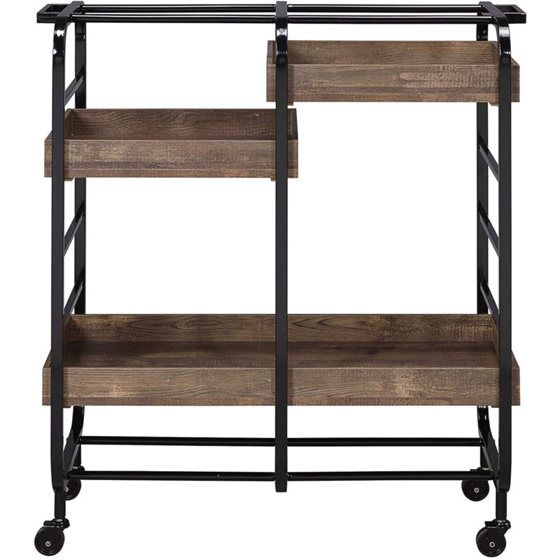 Vorrik Serving Cart, Black/Brown