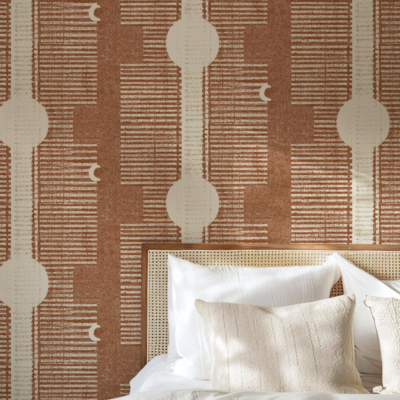 Papier peint Inyanga, Non encollé, Toile de ramie synthétique, Argile rouge