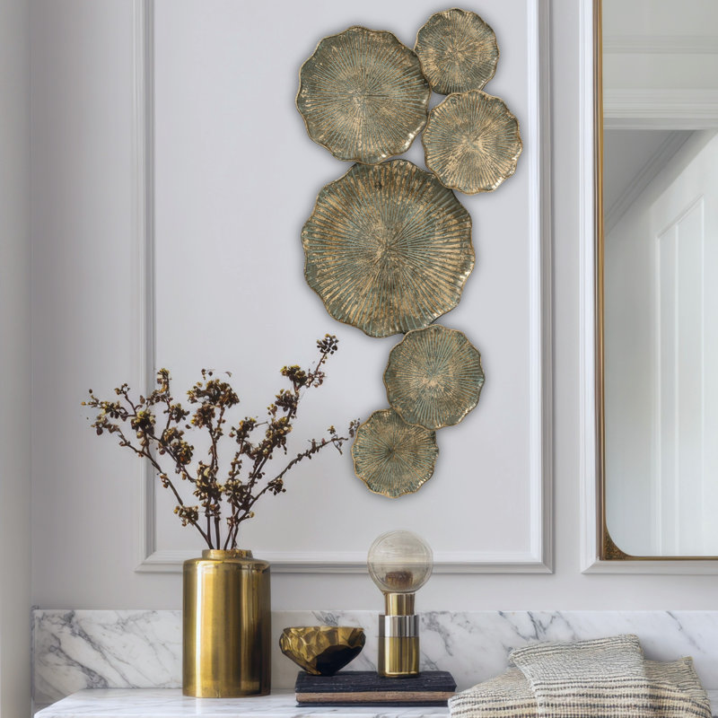 Abstract Gold Metal Wall Sculpture, 35.5"