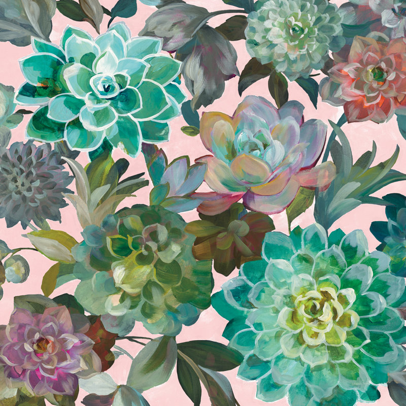 Floral Succulents V2 Crop by Danhui Nai - Wrapped Canvas Painting, 30cm H x 30cm W x 3.8cm D