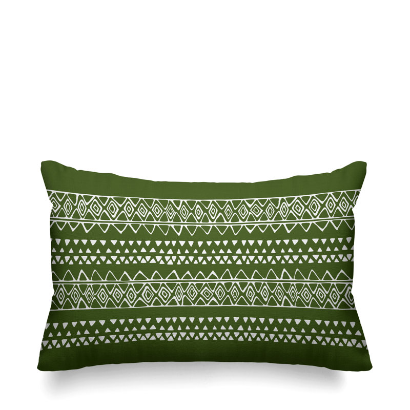 Titi Geometric Outdoor Reversible Throw Pillow, Green