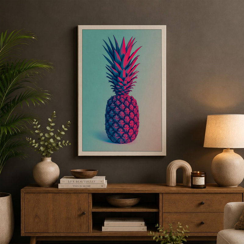 Pineapple Modern - Wrapped Canvas, 36x24 - 91.4 x 61.0 cm, Sage Border