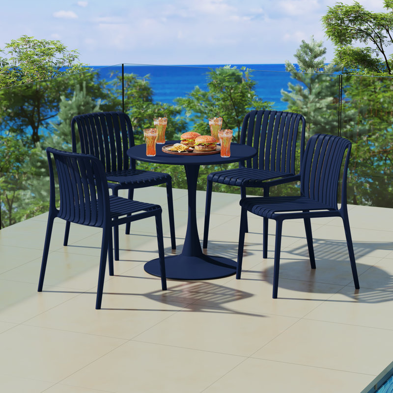 Ensemble repas extérieur pour 4 personnes, H 29 po x l 31,5 po x P 31,5 po, Navy, 4