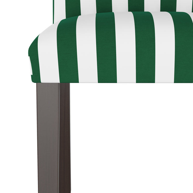 20'' H Upholstered Dining Chair, Canopy Stripe Emerald, Ancient Stewart Red
