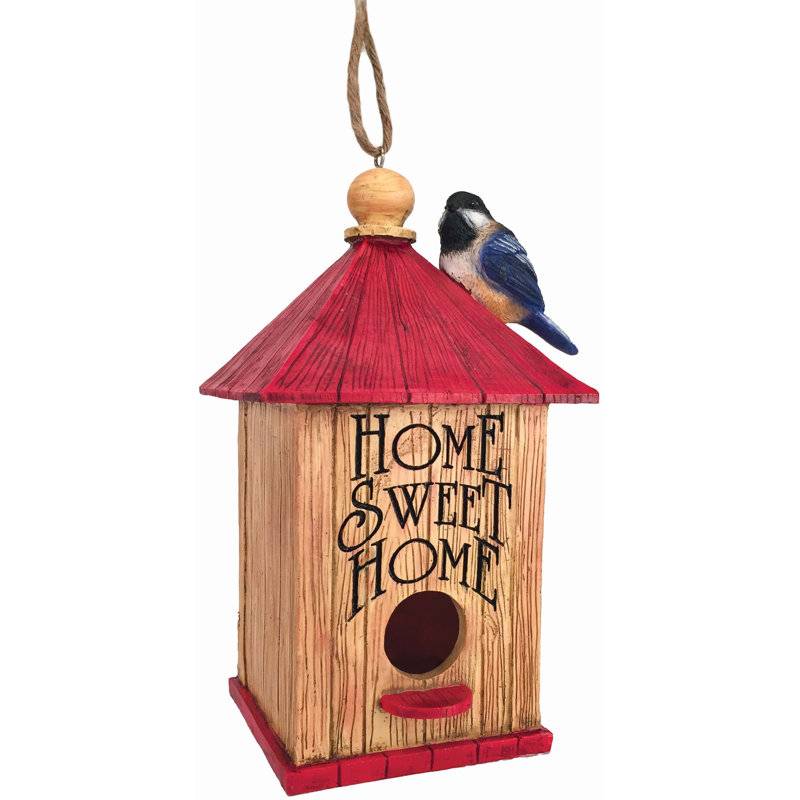 Home Sweet Home Red and Brown Resin Hanging Birdhouse
