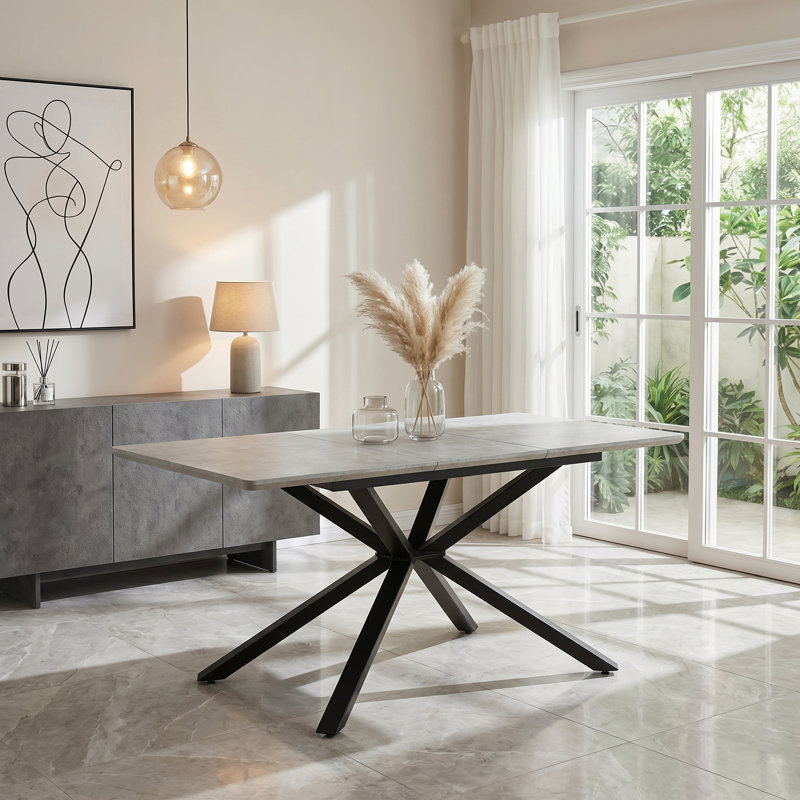 Extendable Beech Metal Base Dining Table