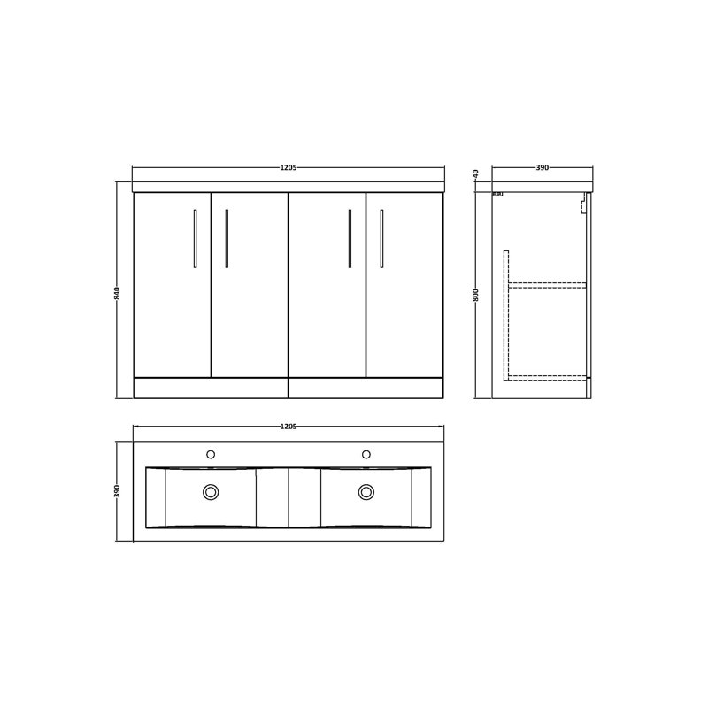 Arno 1205 mm Bathroom Vanity