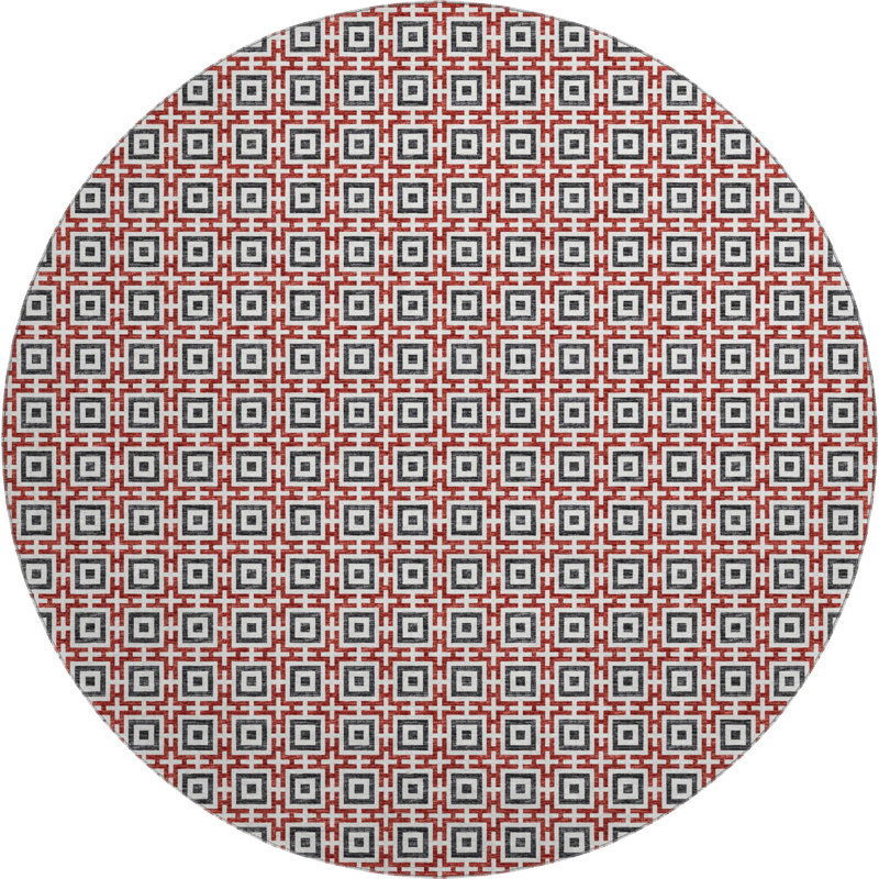 Tapis rouge lavable à la machine de qualité supérieure AMF139, Rond 8 pi