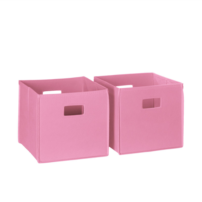 RiverRidge Kids 2pc Fabric Collapsible Storage Cube Organizers with Handles for Playroom Organization - Pink, Pink