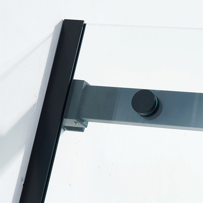56-60"W X 75"H Semi-Frame Single Sliding Shower Door, 304 Stainless Steel In Matte Black, 5/16" (8Mm) Thick SGCC Tempered Clear Glass.