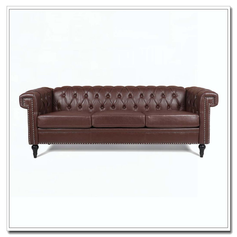 83.66 Inch Width Traditional Square Arm Sofa